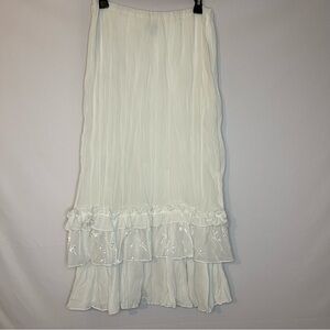 Eduardo Rojo Fairy Ivory tiered maxi Skirt boho embroidered cottagecore 8 US